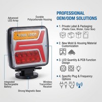 Nouveau style de luxe, feux de remorque LED sans fil E-mark, IP67, finition miroir plaqué premium, indicateur de remorquage magnétique SMT