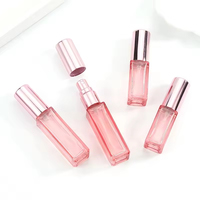 Flacon pulvérisateur carré en verre 4ml 5ml 10ml rechargeable, atomiseur à fine brume rose pour emballage cosmétique et parfum