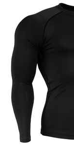 T-shirt de compression solide Performance Pro pour homme - Manches longues, col rond, coupe régulière, élasthanne/coton, respirant, séchage rapide, léger - Product Image 5