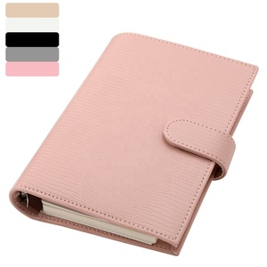 Best Seller A6 kertenkele yüzük bütçe bağlayıcı cüzdan düğme gündem planlayıcısı Ins <span class=keywords><strong>Etsy</strong></span> FB TK siyah beyaz gri pembe bej deri kılıf - Product Image 1