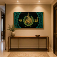 Peinture murale abstraite islamique personnalisée en porcelaine cristalline, vente chaude, avec éclairage LED, pour salon, bureau et décoration intérieure