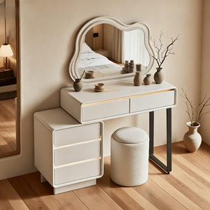 Dressing Table Modern Wooden Vanity Desk with Storage <strong>Drawers</strong> Sturdy <strong>Makeup</strong> Table for Bedroom - Product Image 1