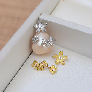 Pendentif baroque en argent 925 fait main Wenchi, forme irrégulière, design vide en forme de papillon-fleur, avec composants - Product Image 4