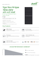 Panel Solar Bifacial Jinko Tiger3 615W de Celdas Divididas Tipo N PERC, Silicio Monocristalino para Modelo de Doble Vidrio, 23.18% de Eficiencia