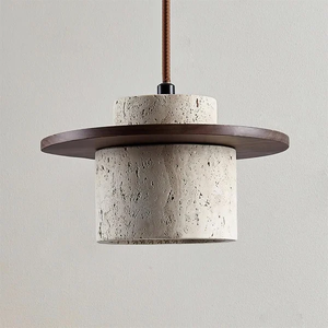 Suspension en pierre naturelle style rétro, abat-jour en terrazzo, taille moyenne, hauteur réglable, intensité variable, ampoule E27, fixation au <span class=keywords><strong>plafond</strong></span> - Product Image 3