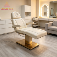 Fauteuil de beauté électrique ultra-silencieux à 3 moteurs, base dorée avec trou pour le visage, lit de traitement Medspa personnalisable