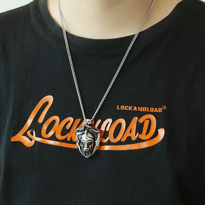 Punk thép không gỉ đúc lá chắn Mặt dây chuyền thời trang cá nhân mặt nạ Mô hình mặt dây chuyền vòng cổ cho nam giới - Product Image 6