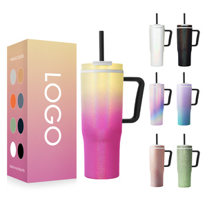 ANSHENG Custom Logo Cup 30oz 40oz Outdoor Plastic Stainless Steel Insulated Travel Coffee Mugs Customizable Tumbler With Handle