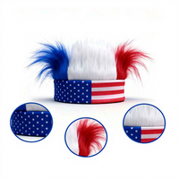 HLC Bandeau de supporter avec perruque motif drapeau national, accessoire capillaire pour la Fête de l'Indépendance et les événements sportifs mondiaux 2026