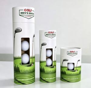 Tube d'emballage cylindrique pour balles de golf, conteneur en carton personnalisé imprimé avec fenêtre pour coffret cadeau de golf - Product Image 1