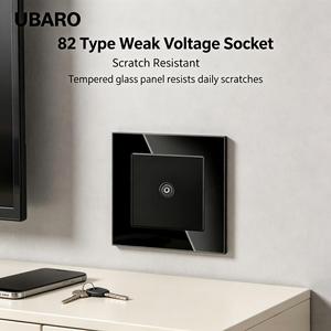 Presa <span class=keywords><strong>TV</strong></span> a Muro UBARO 82*82mm con Pannello in Vetro Temperato e Cornice in Metallo IP20, Uscita Universale per Cavi a Bassa Tensione - Product Image 1