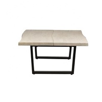 Meubles modernes, table à thé en bois massif, forme rectangulaire, table basse en bois concis avec base en fer noir