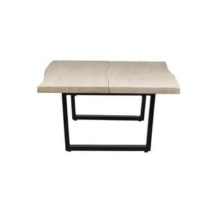 Mesa de Centro Moderna de Madera Maciza, Forma Rectangular, Mesa Auxiliar de Madera con Base de Hierro Negro - Product Image 4