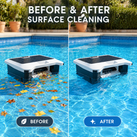 Robot de nettoyage automatique des surfaces avec brosse rotative, panier à débris de 3 L pour feuilles flottantes et déchets de piscine