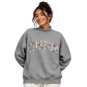 Sweat-shirt personnalisé à col montant ample et décontracté pour femme, motif uni, manches longues, confortable, pour le streetwear - Product Image 1