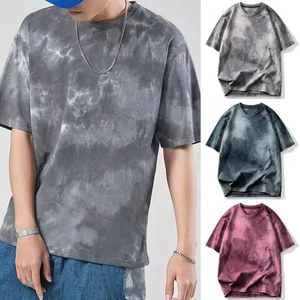 T-shirt Tie Dye a maniche corte da uomo di alta qualità retrò allentata taglia giovanile 100% cotone traspirante - Product Image 3