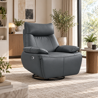Fauteuil inclinable électrique moderne pivotant à 360° avec appui-tête réglable, revêtement en tissu premium et dossier rembourré