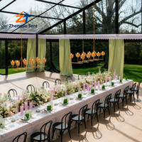 Tente extérieure imperméable et durable en PVC transparent avec cadre noir pour réception de mariage, banquet, table à manger, éclairage de scène, piste de danse