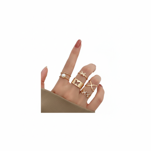 Vendita calda di lusso rosa oro farfalla corona stella anelli da Cocktail di tendenza moda regolabile taglia unica intarsio all'ingrosso - Product Image 2