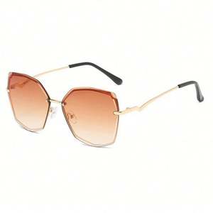 Gafas de Sol de Moda 2021 con Logotipo Personalizado, Protección UV400, Montura Metálica, Estilo Ojo de Gato, Sin Montura, Degradado, para Mujer, Tamaño Grande - Product Image 3