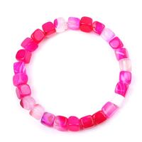 Bracelet Bohème en Pierres Naturelles Perles Carrées d'Agate Jaune Citron Mélange de Couleurs Fait Main Unisexe Vente en Gros
