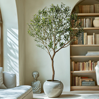Grand arbre artificiel d'olivier, feuilles de ficus, bois, herbe de soie, simulation en plastique, décoration d'intérieur, aménagement paysager extérieur, plante en pot pour maison