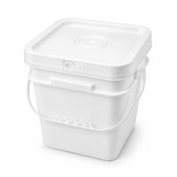 Seau carré moulé monobloc de qualité alimentaire, paroi intérieure lisse, facile à nettoyer, avec couvercle hermétique, en PP/PE, pour le remplissage de pots de miel