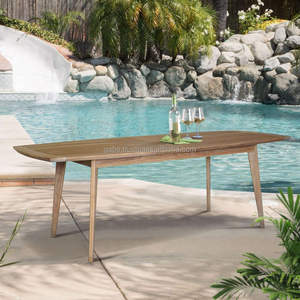 Elegant mid-century teak wood oval <b>dining</b> <b>table</b>, finely sanded with a gym <b>folded</b> design for easy extension - Product Image 4