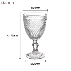 Cina vetreria all'ingrosso a buon mercato rosso calice bicchiere di vino trasparente diamante Vintage goffrato acqua e succo di vetro tazza - Product Image 2