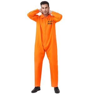 Traje de mono de prisionero naranja para adultos con esposas para ladrón de condenados <span class=keywords><strong>Prison</strong></span> Break Fancy Dress Cosplay Costume Outfit - Product Image 2