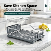 Égouttoir à vaisselle double niveau en aluminium, multifonctionnel, étanche et écologique, avec base antidérapante pour la cuisine quotidienne