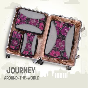 Ensemble de 6 organiseurs de voyage avec motif floral rose, doublure en maille et fermeture éclair, sacs de voyage et cubes de compression - Product Image 4