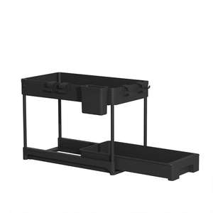 Organisateur de tiroir de rangement de haute qualité Durable à 2 niveaux coulissant sous l'armoire de salle de bain avec crochets - Product Image 4