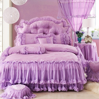 Parure de lit 4 pièces en coton jacquard dentelle style coréen avec coussin de soutien et rideau pour usage domestique