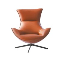 Fauteuil inclinable individuel moderne en cuir souple, rotation à 360 degrés, design 'œuf d'escargot', avec pieds en acier inoxydable, pour balcon