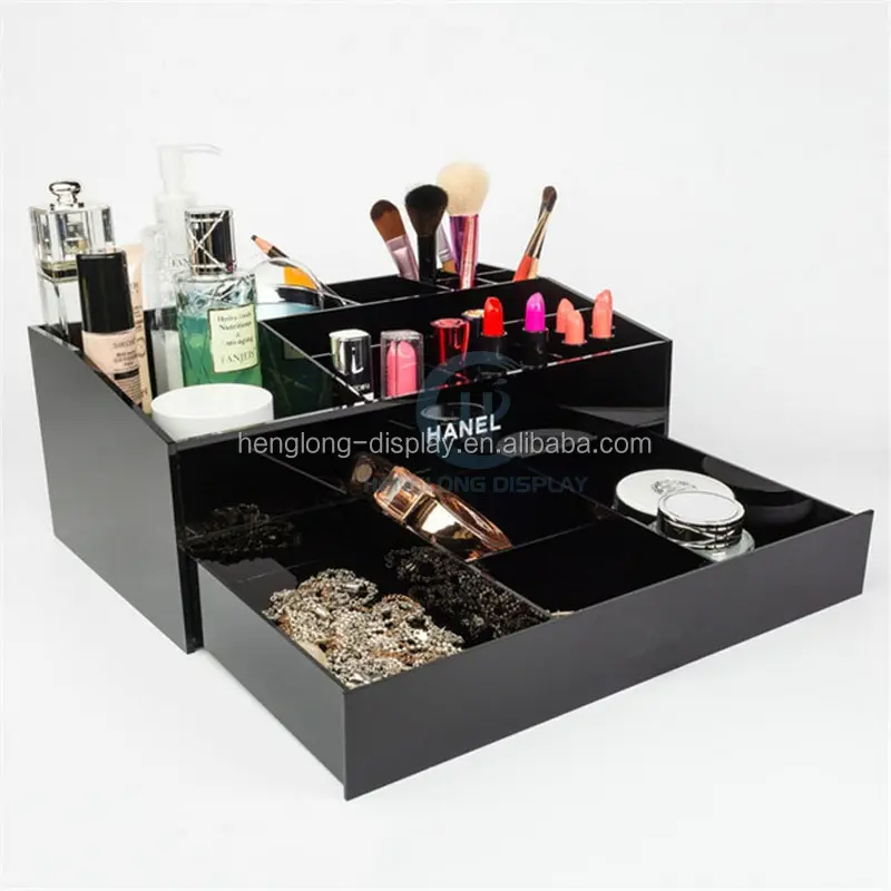 Fabrik Großhandel multifunktion ale schwarze Acryl ausgefallene Make-up Display Box Ständer mit Schublade