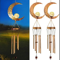 Lampe suspendue étanche, lumière solaire de nuit en forme de lune, lumières LED, carillon solaire extérieur, décoration de jardin