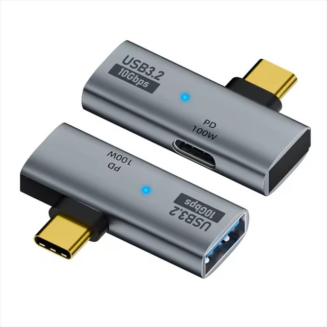 USB to USB C Adapter OTG 2in1 PD100W Fast Charging USB3.2 10Gbps Data Port OTG Laptop Connected to External USB Drive