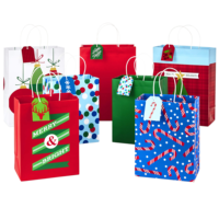 Sac en carton blanc mat personnalisé, recyclable et écologique, pour Noël, sac en papier pour magasin de détail, cadeau pour invités de fête de Noël, emballage cadeau