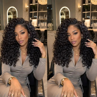 Perruque en cheveux humains sans colle, prête à porter, avec boucles profondes en C, densité 300 %, vente en gros