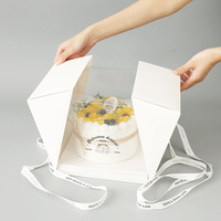 Boîte à gâteau transparente personnalisée 4, 6 et 8 pouces pour gâteaux d'anniversaire, desserts et dim sum, avec bande de fixation