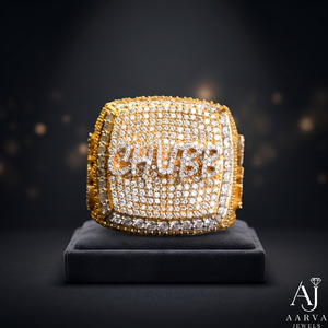Custom <b>Name</b> Moissanite <b>Ring</b> Square Halo Dome Band Gold Color Jewelry Gift - Product Image 1