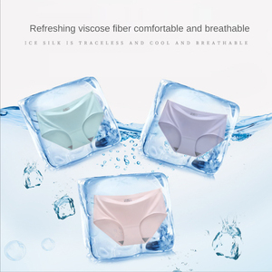 Bragas de seda de hielo para mujer, ropa interior Sexy de tiro medio de una pieza, cómoda, secreta, suave, transpirable, corte láser, sin costuras, 2021 - Product Image 3