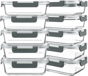 10 gói 30 oz Glass bữa ăn Prep container thủy tinh thực phẩm lưu trữ container với nắp kín kính ăn Trưa Bento hộp - Product Image 1