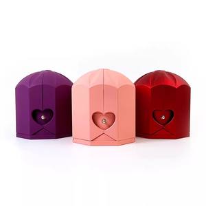 สินค้ามาใหม่กล่องเครื่องประดับดอกกุหลาบดอกกุหลาบแบบเปิดสองชั้นของขวัญวันวาเลนไทน์ - Product Image 5