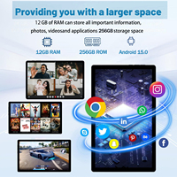 Tablet PC Android 15 Mewah 10-Inci, Kartu SIM 4G, Octa Core Intel, 128GB, Layar Sentuh, Antarmuka USB-C, WiFi, Kapasitif, ROHS