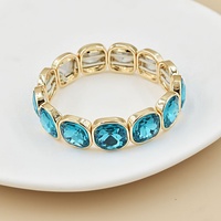 SongYi Mehrfarbiges Quadratisches Strass-Stretch-Armband Funkelndes Kristall-Elastik-Armreif Stapelbarer Damen-Partyschmuck