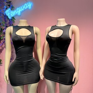 Nuovo Abito Mini Bodycon Sexy da <span class=keywords><strong>Donna</strong></span> Y2K 2026 con Lacci, Senza Maniche e Cut-out - Vestito Aderente da <span class=keywords><strong>Donna</strong></span> - Product Image 2
