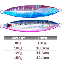 Appât artificiel en métal pour le lancer longue distance, leurre pour attraper des poissons, matériel pour pêcher les truites et les bars, à enfoncement lent, 80g, 100g, 120g, 150g