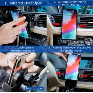 Otomatik kelepçe hızlı şarj telefon tutucu <span class=keywords><strong>iPhone</strong></span> Huawei Samsung akıllı sensör 10W kablosuz araba şarjı telefon için - Product Image 4